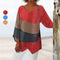 Women's Casual V-Neck Top Long Sleeve Artistic Pattern Print