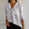 Women's Casual Lapel Printed Top With Adjustable Sleeves Stylish Design