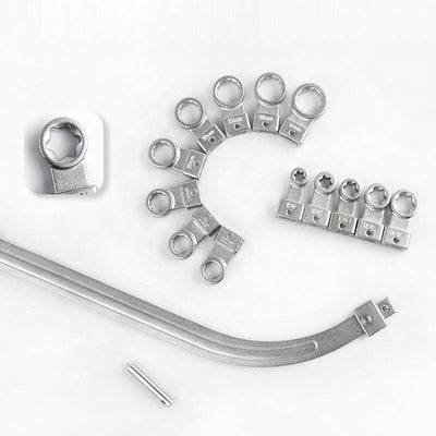15 Piece Portable Belt Wrench Set With Replaceable Heads