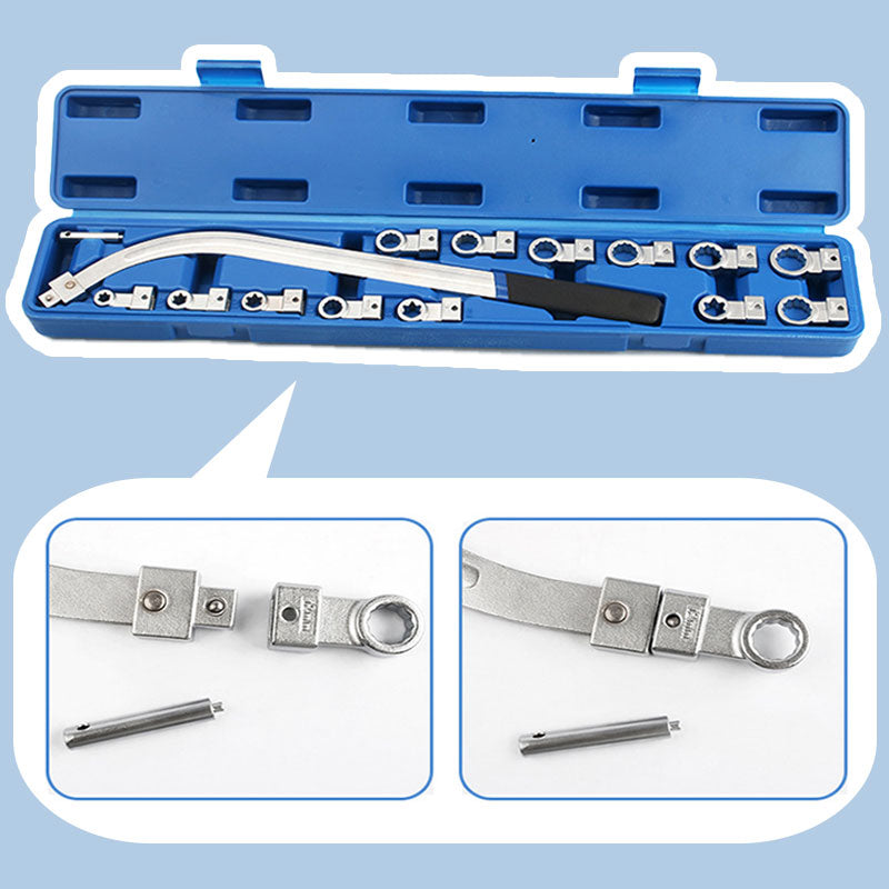 15 Piece Portable Belt Wrench Set With Replaceable Heads