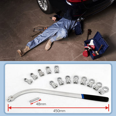15 Piece Portable Belt Wrench Set With Replaceable Heads