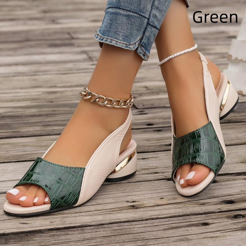 Peep Toe Block Heel Sandals For Women Comfortable Stylish