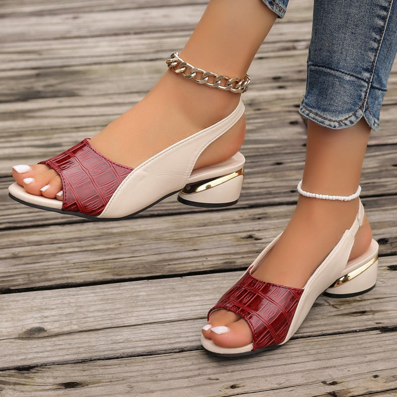 Peep Toe Block Heel Sandals For Women Comfortable Stylish