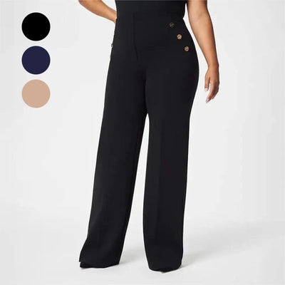 Women's Plus Size High-Waist Wide-Leg Stretch Pants Comfortable