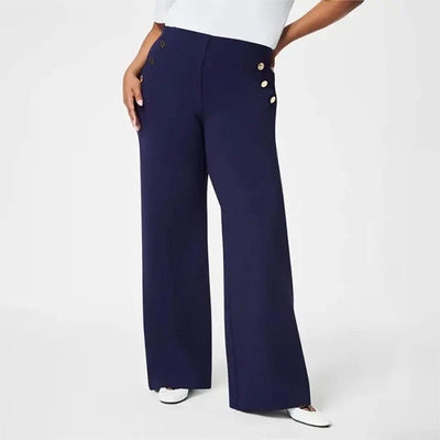 Women's Plus Size High-Waist Wide-Leg Stretch Pants Comfortable