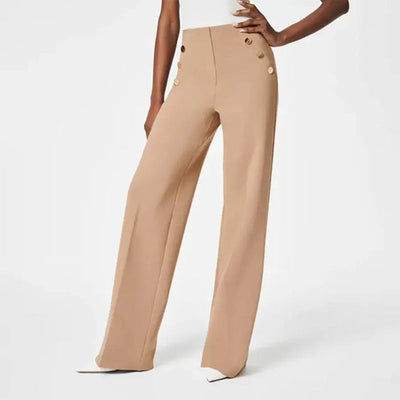 Women's Plus Size High-Waist Wide-Leg Stretch Pants Comfortable