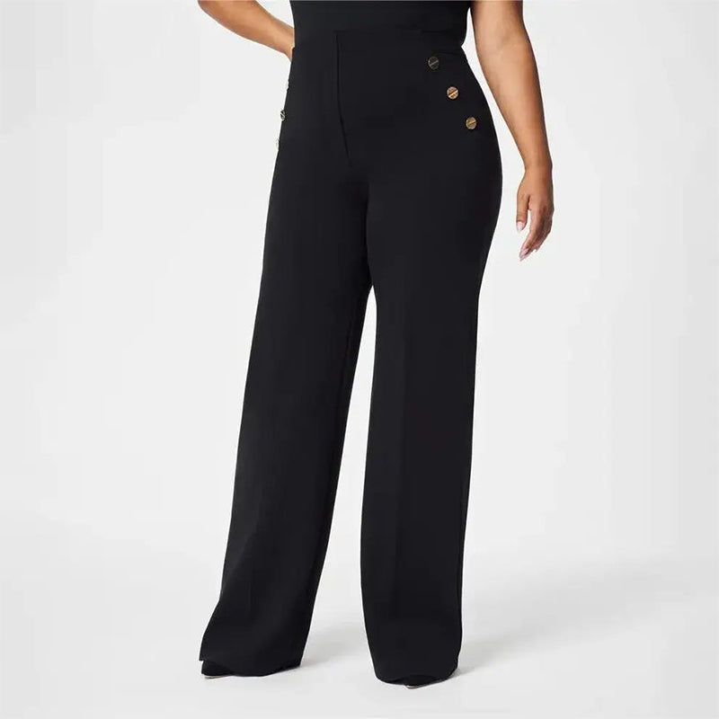 Women's Plus Size High-Waist Wide-Leg Stretch Pants Comfortable