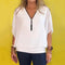 Women's Chiffon Casual Top Zip-Up Neck Lightweight Blouse