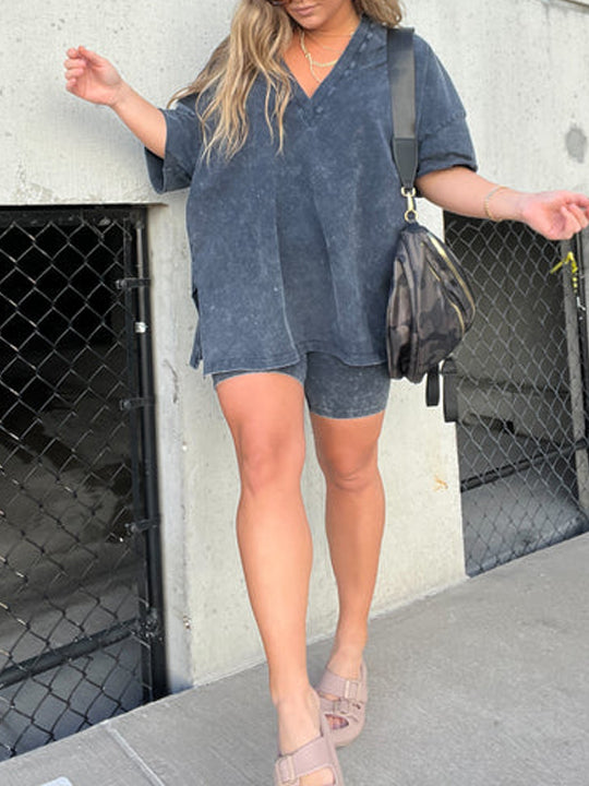 Women's Summer Washed Set Lightweight Casual Outfit For Warm Weather