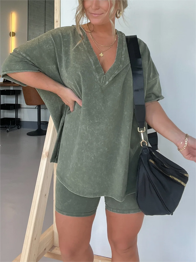 Women's Summer Washed Set Lightweight Casual Outfit For Warm Weather