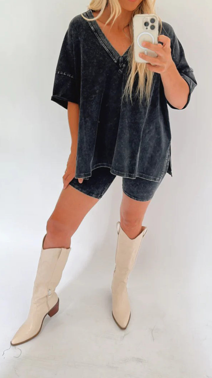 Women's Summer Washed Set Lightweight Casual Outfit For Warm Weather