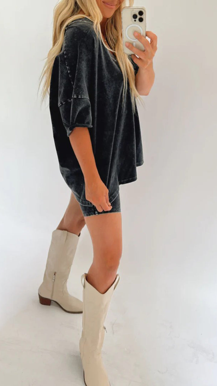 Women's Summer Washed Set Lightweight Casual Outfit For Warm Weather