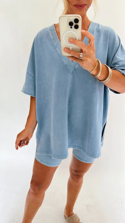 Women's Summer Washed Set Lightweight Casual Outfit For Warm Weather