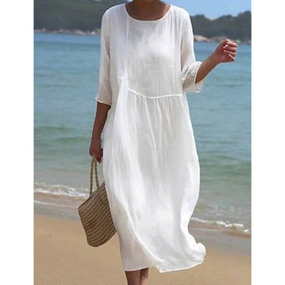 Women's Cotton Linen Long Dress Casual Comfortable Summer Wear