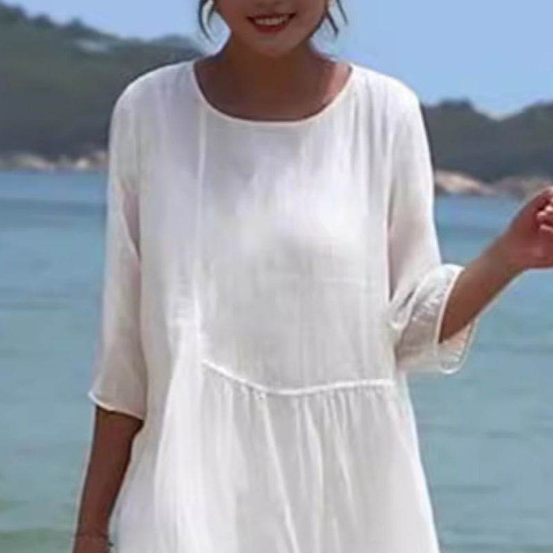 Women's Cotton Linen Long Dress Casual Comfortable Summer Wear