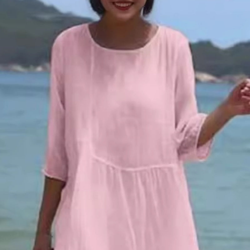 Women's Cotton Linen Long Dress Casual Comfortable Summer Wear
