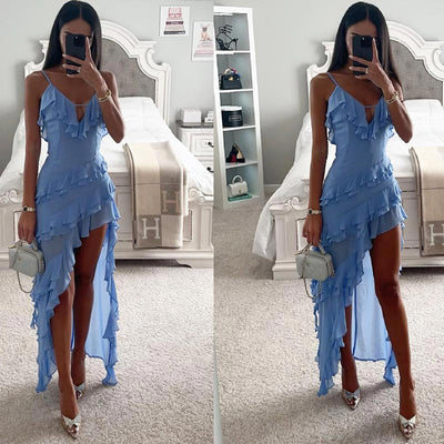 Lady's Monochrome Sexy Evening Dress Elegant Party Wear