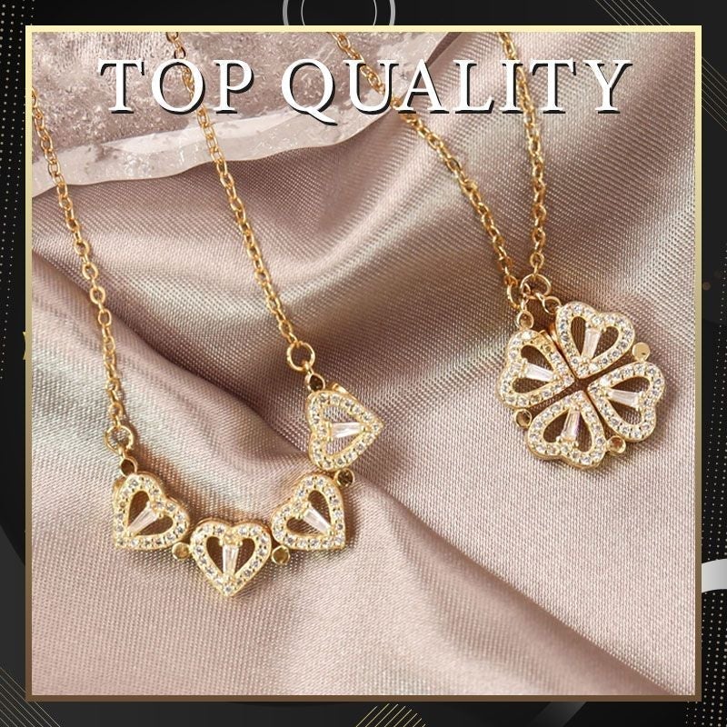 Fashion Four Leaf Clover Necklace Heart Pendant Jewelry Gift