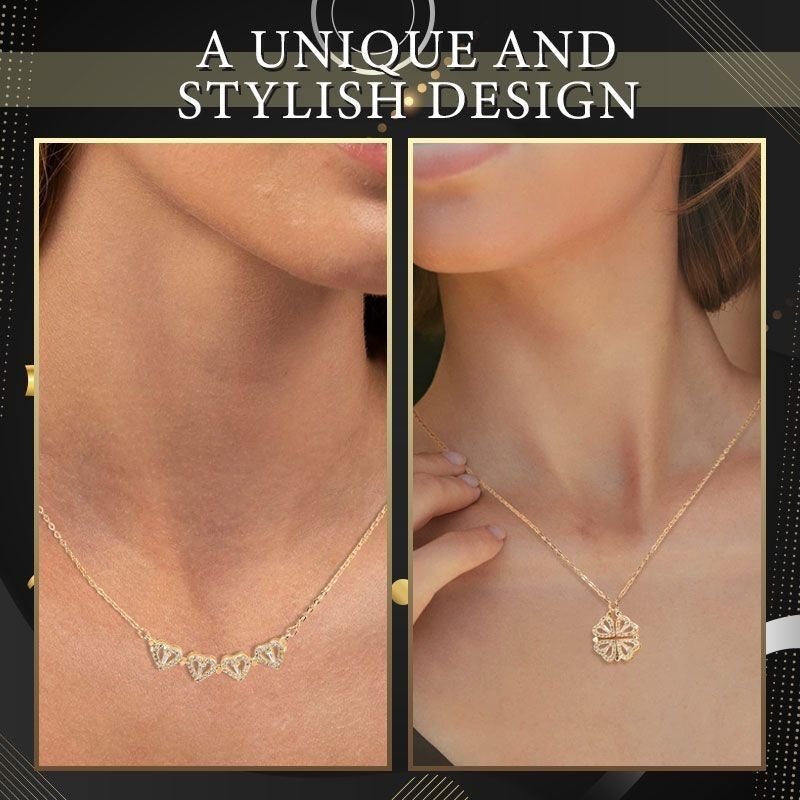 Fashion Four Leaf Clover Necklace Heart Pendant Jewelry Gift