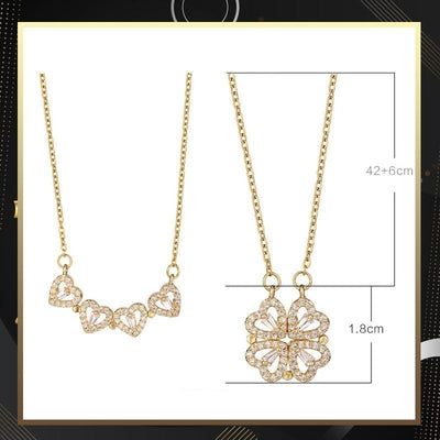 Fashion Four Leaf Clover Necklace Heart Pendant Jewelry Gift