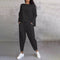 Round-Neck Women's Two-Piece Lounge Set Long Sleeve Top Pants