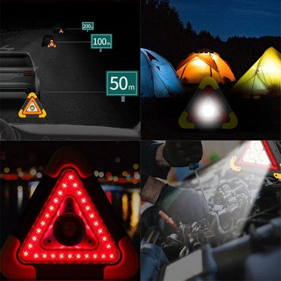 2-IN-1 Solar Emergency Triangle Warning Light For Roadside Safety