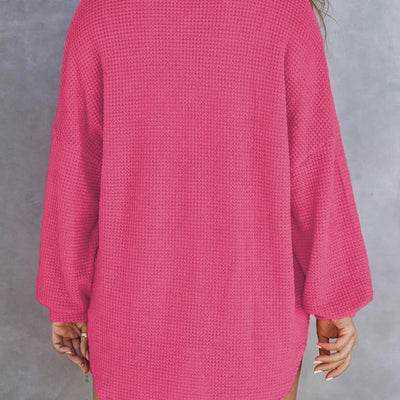 Women’s Loose Solid Color Comfortable Waffle Knit Shirt
