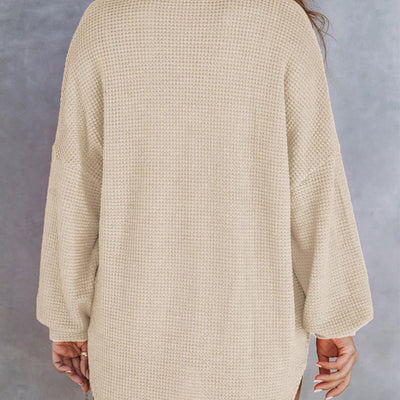 Women’s Loose Solid Color Comfortable Waffle Knit Shirt