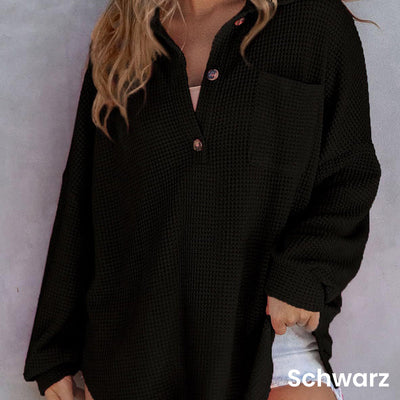 Women’s Loose Solid Color Comfortable Waffle Knit Shirt