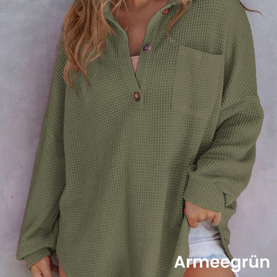 Women’s Loose Solid Color Comfortable Waffle Knit Shirt