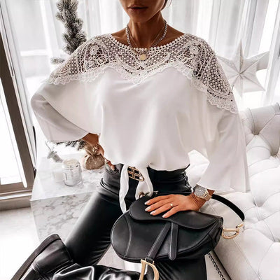Women's Lace Blouse Elegant Vintage Style Autumn 3/4 Sleeves