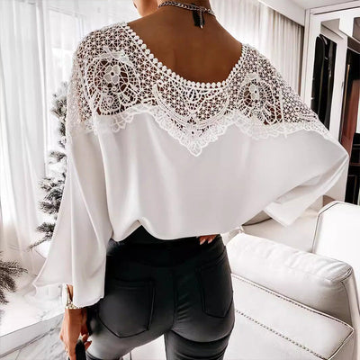 Women's Lace Blouse Elegant Vintage Style Autumn 3/4 Sleeves