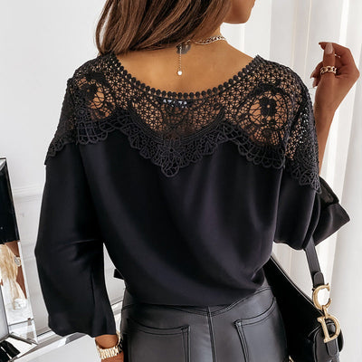 Women's Lace Blouse Elegant Vintage Style Autumn 3/4 Sleeves