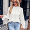 Women's Jacquard Long Sleeve Top With Autumn Ruffle Detail