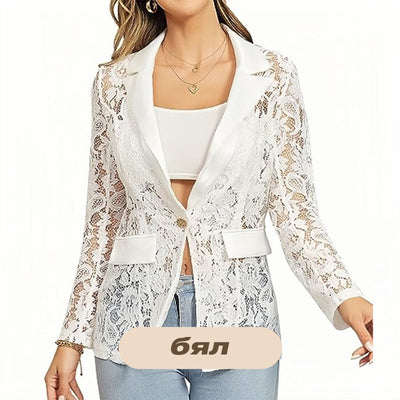 Sexy Women's Blazer With Lace Cutouts Elegant Fashion Jacket