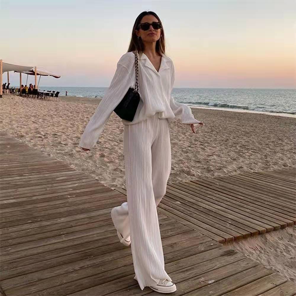 Women's Pleated Two-Piece Set Elegant Stylish Outfit