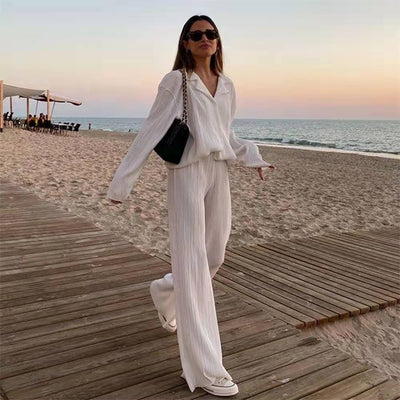 Women's Pleated Two-Piece Set Elegant Stylish Outfit