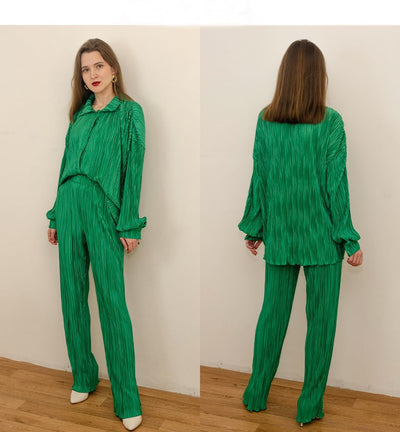 Women's Pleated Two-Piece Set Elegant Stylish Outfit
