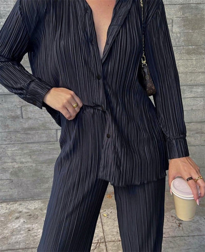 Women's Pleated Two-Piece Set Elegant Stylish Outfit