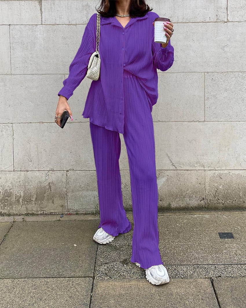 Women's Pleated Two-Piece Set Elegant Stylish Outfit