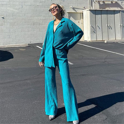 Women's Pleated Two-Piece Set Elegant Stylish Outfit