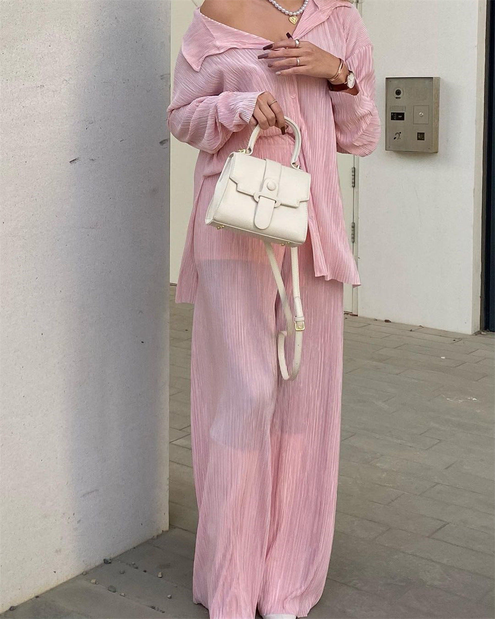 Women's Pleated Two-Piece Set Elegant Stylish Outfit