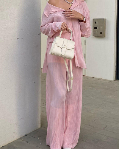 Women's Pleated Two-Piece Set Elegant Stylish Outfit