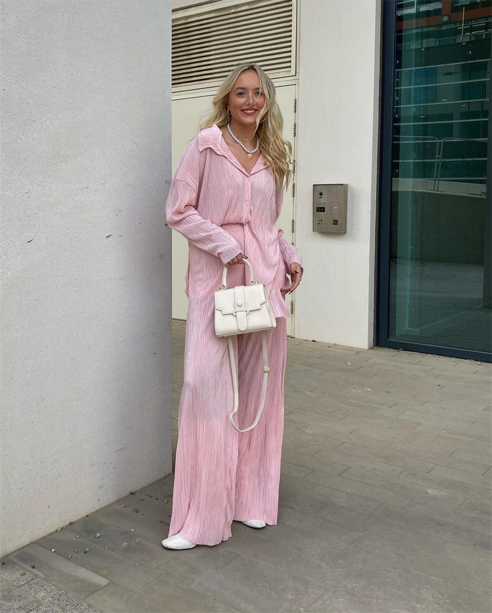 Women's Pleated Two-Piece Set Elegant Stylish Outfit
