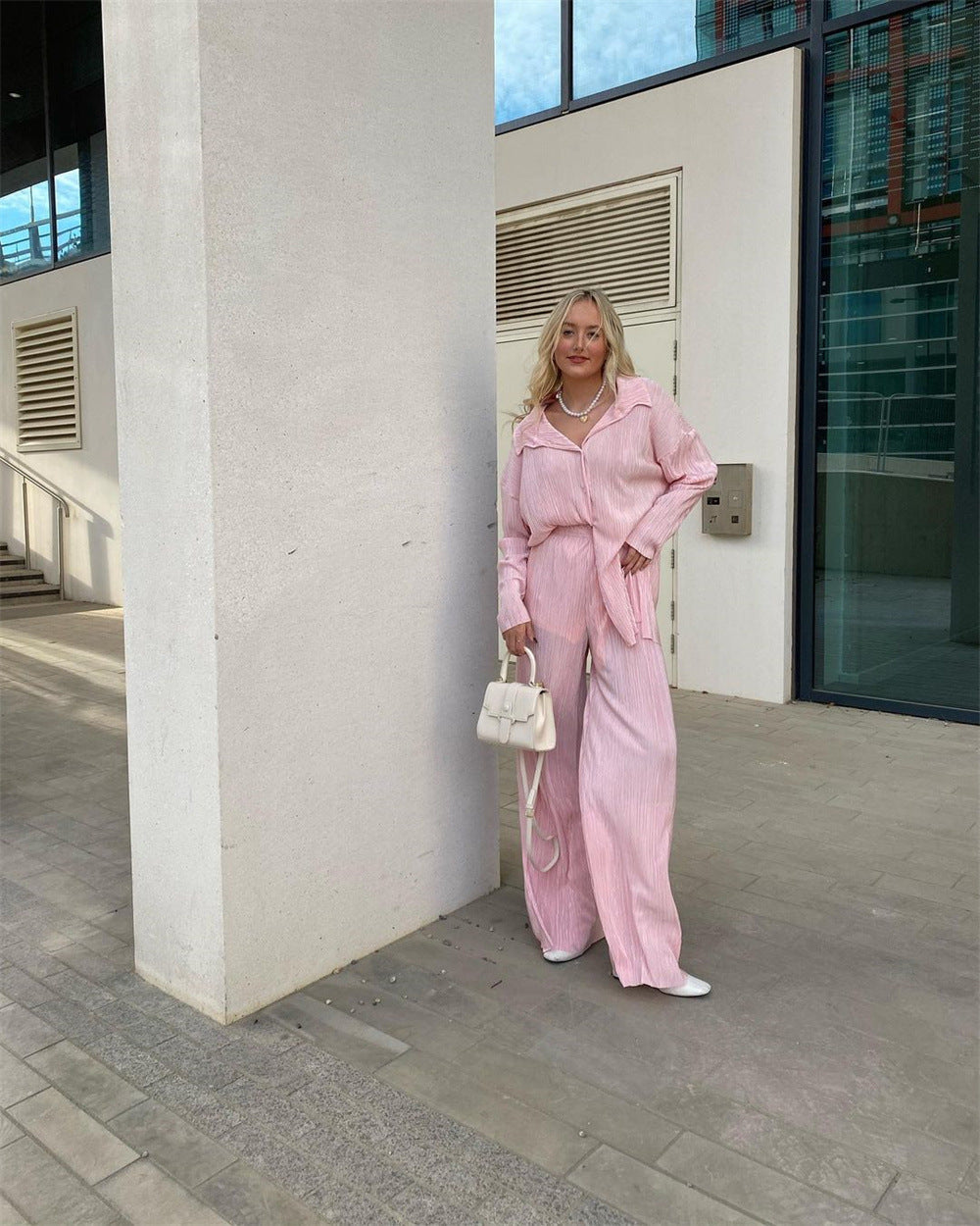 Women's Pleated Two-Piece Set Elegant Stylish Outfit