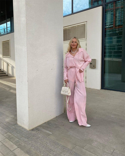 Women's Pleated Two-Piece Set Elegant Stylish Outfit