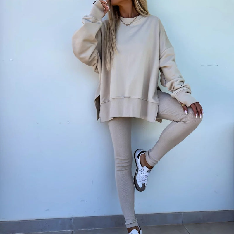 Women's Sweatshirt And Leggings Set Long Sleeve Printed Two-Piece
