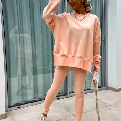 Women's Sweatshirt And Leggings Set Long Sleeve Printed Two-Piece