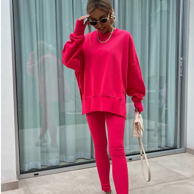 Women's Sweatshirt And Leggings Set Long Sleeve Printed Two-Piece