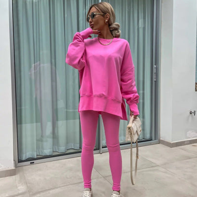 Women's Sweatshirt And Leggings Set Long Sleeve Printed Two-Piece